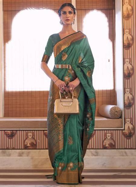 Teal Green Colour Heavy Wedding Wear Tessar Silk Latest Designer Saree Collection 239006